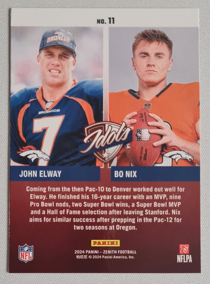 John Elway/ Bo Nix - 2024 Panini Zenith Football IDOLS NFL Football Broncos #11