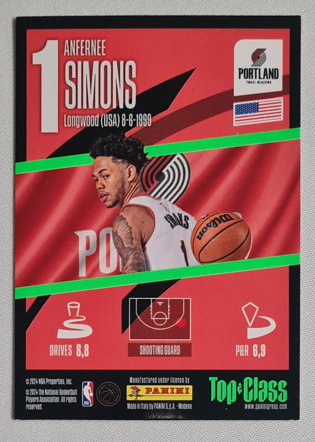 Anfernee Simons - 2024 Panini Top Class NBA Basketball Portland Trailblazers SUPER SONIC (TC) #1