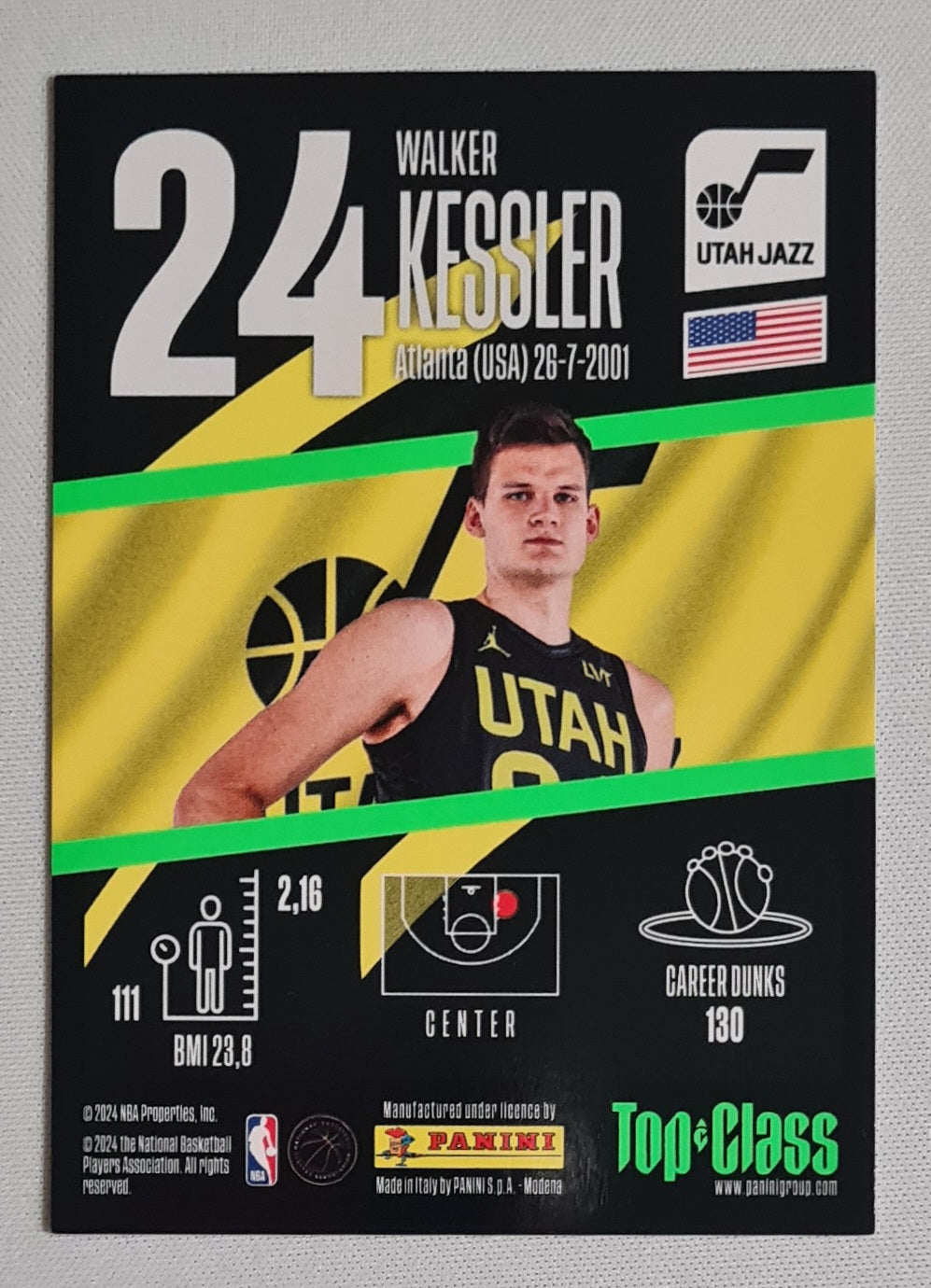 Walker Kessler- 2024 Panini Top Class NBA Basketball Utah Jazz MAX POWER (TC) #24