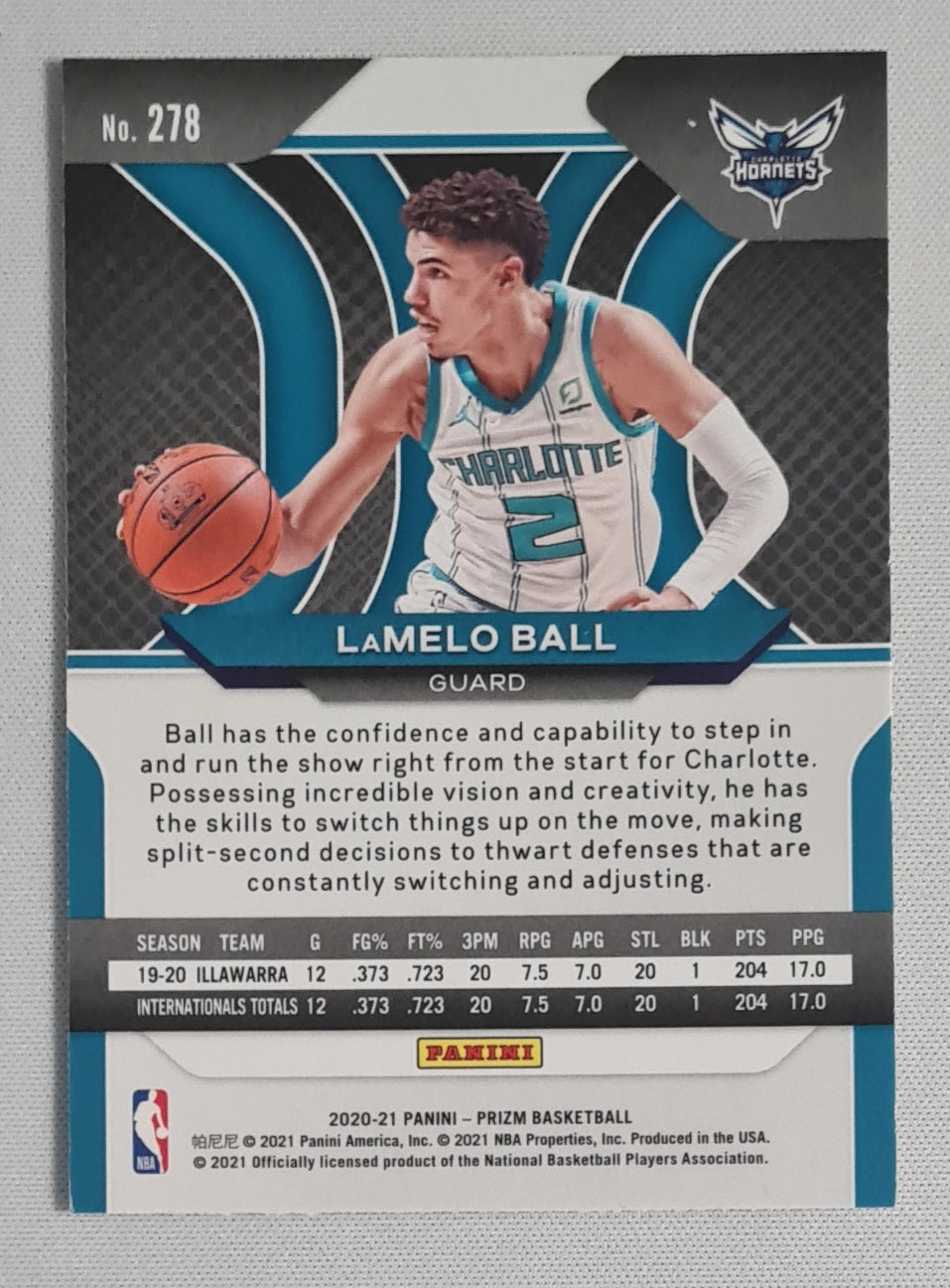 Lamelo Ball - 2020/21 Panini Prizm Basketball NBA Charlotte Hornets (RC) #278