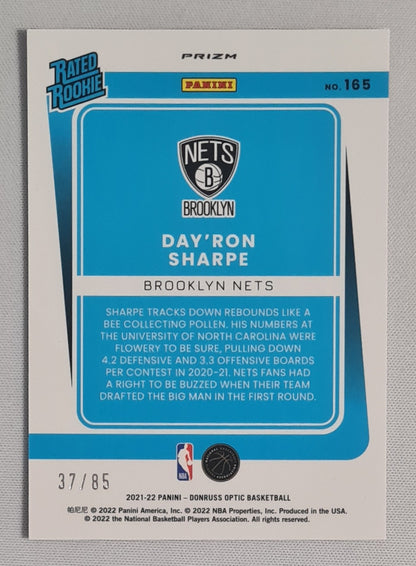 Day'Ron Sharpe - 2021/22 Panini Donruss Optic Basketball NBA Brooklyn Nets Rated Rookie #165 Disco Refractor /85