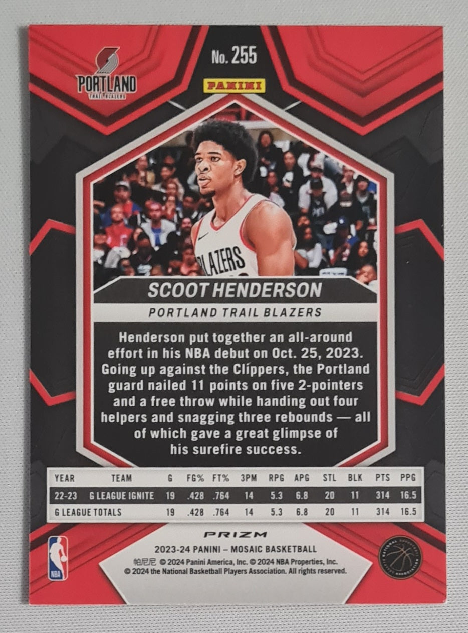 Scoot Hendrson - 2023/24 Panini Mosaic Basketball NBA Portland Trail Blazers NBA DEBUT (RC) #255