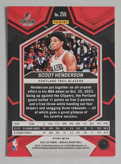 Scoot Hendrson - 2023/24 Panini Mosaic Basketball NBA Portland Trail Blazers NBA DEBUT (RC) #255