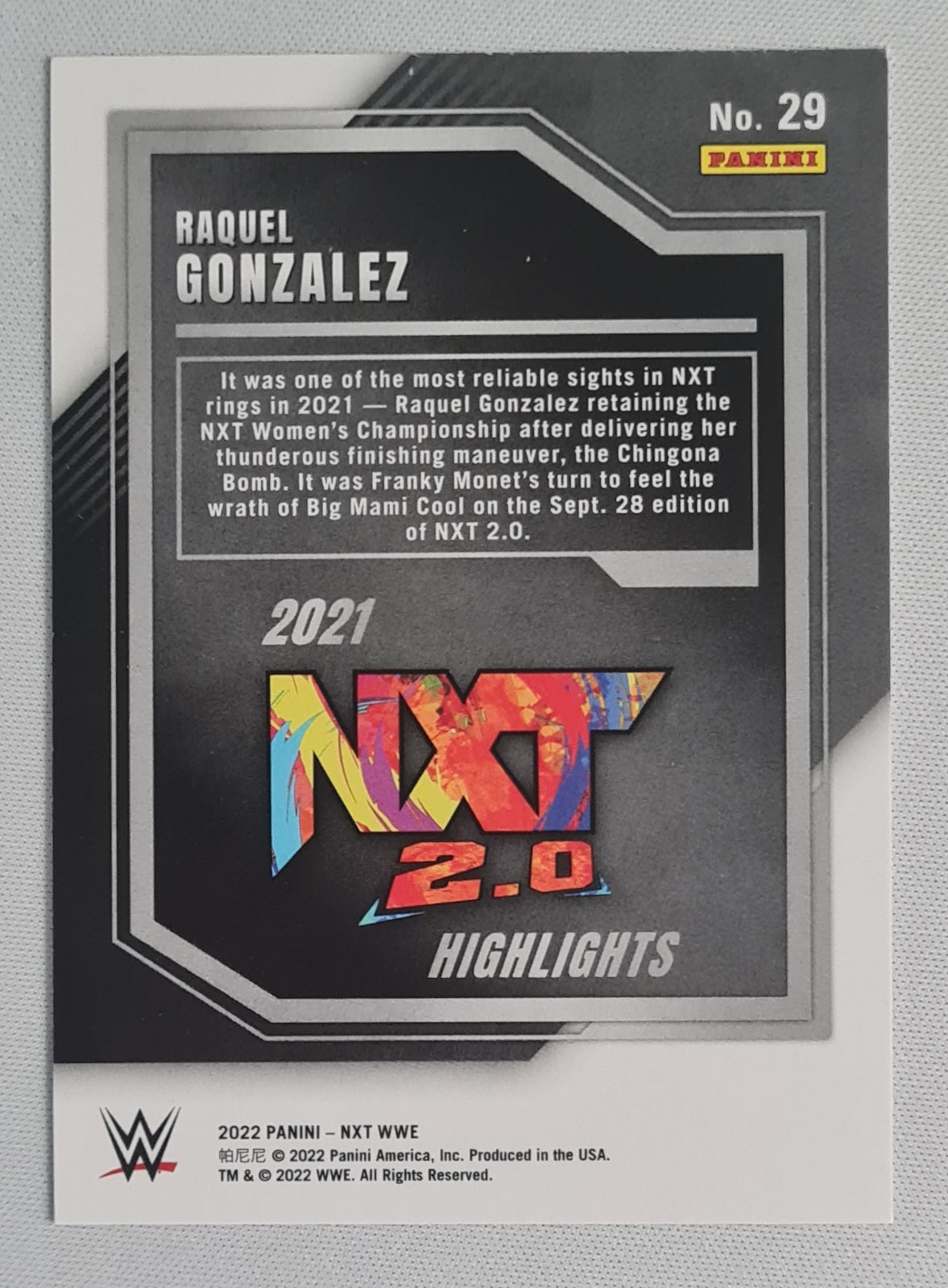 Raquel Gonzalez - 2022 Panini WWE Wrestling NXT 2.0 #29