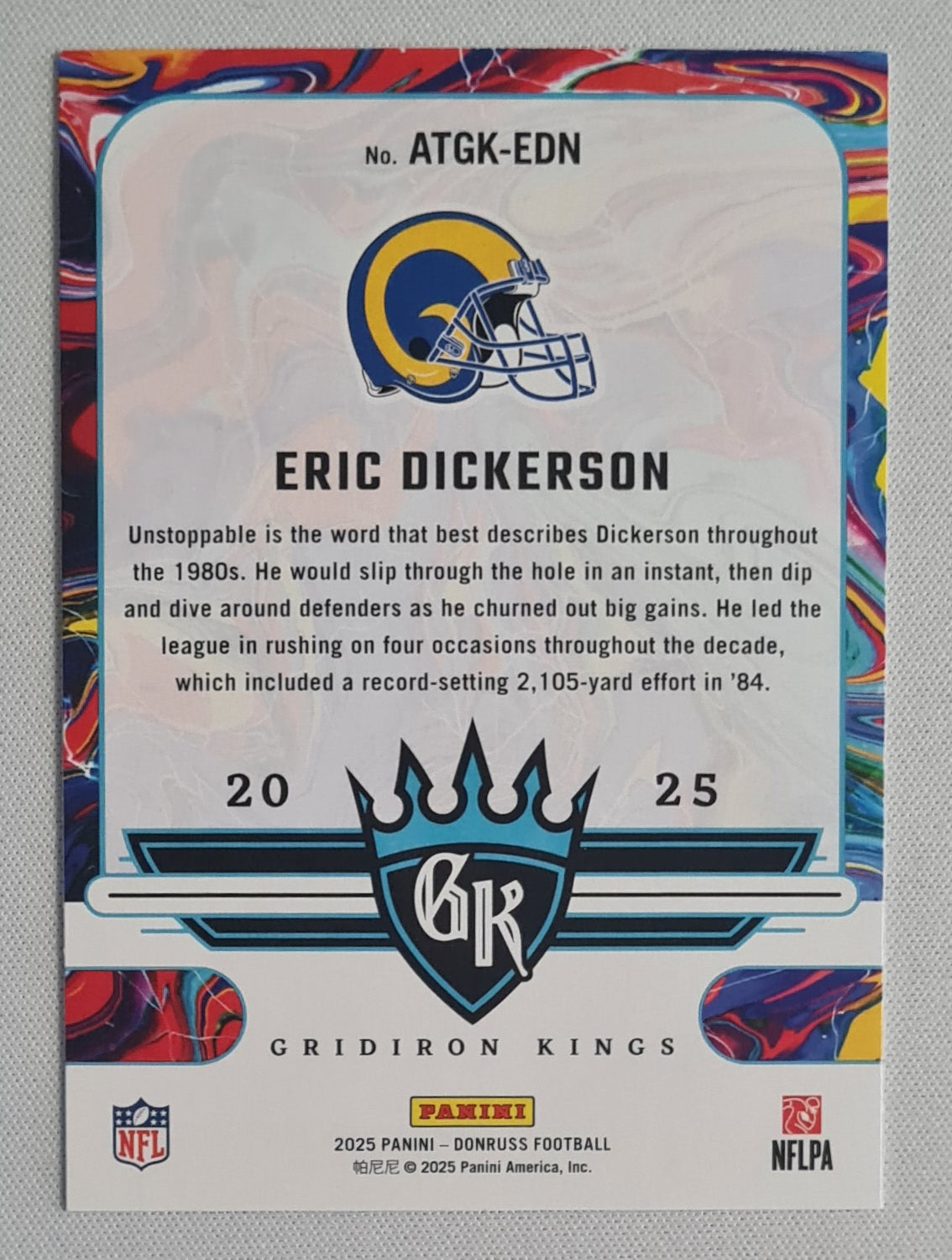 Eric Dickerson - 2025 Panini Donruss Gridiron Kings #ATGK-EDN