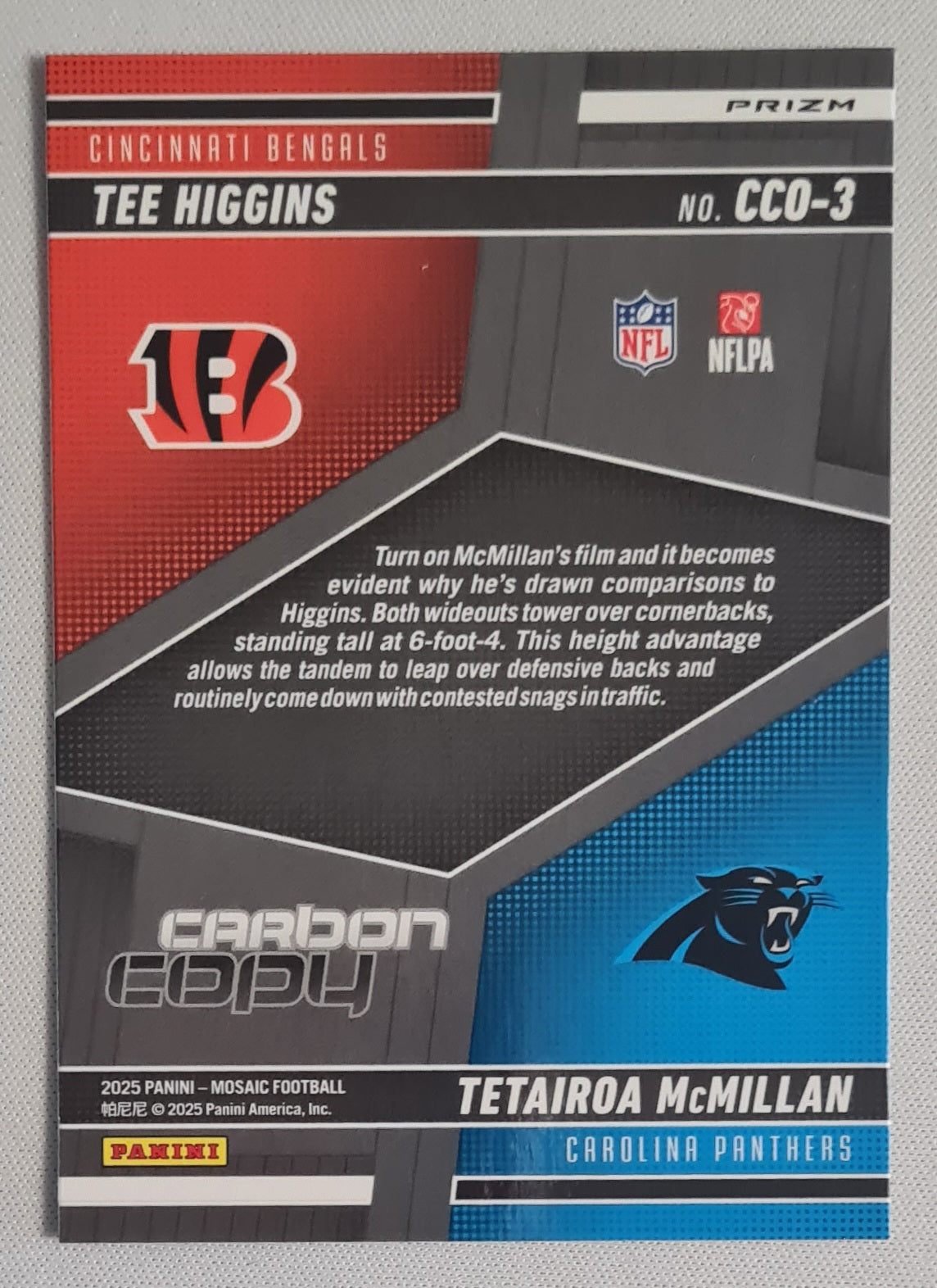 Tee Higgins Tetairoa McMillan - 2025 Panini Mosaic Carbon Copy #CC0-3