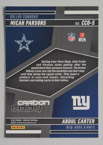 Micha Parsons Abdul Carter - 2025 Panini Mosaic Carbon Copy #CC0-5