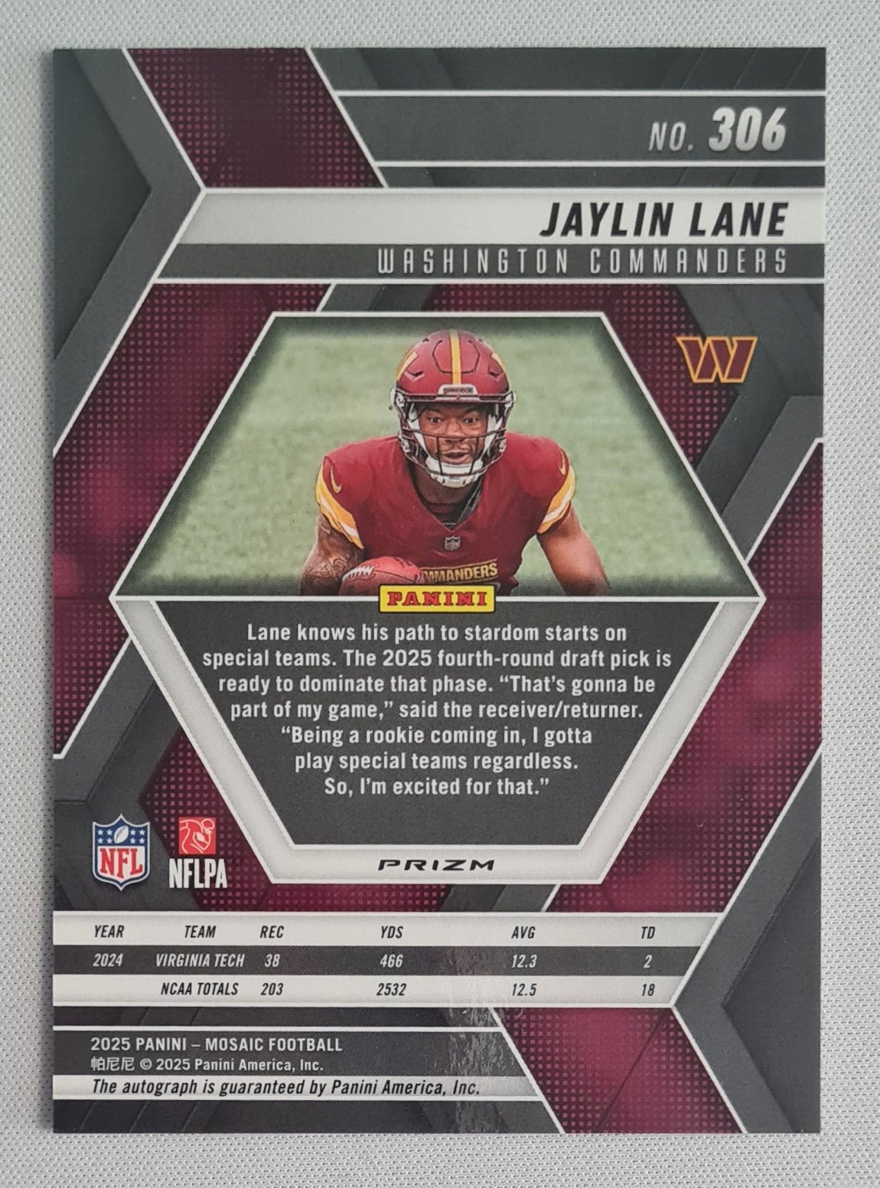 Jaylin Lane - 2025 Panini Mosaic (RC) Auto #306