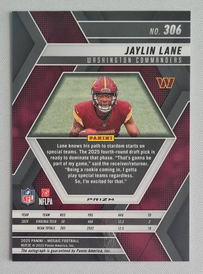 Jaylin Lane - 2025 Panini Mosaic (RC) Auto #306