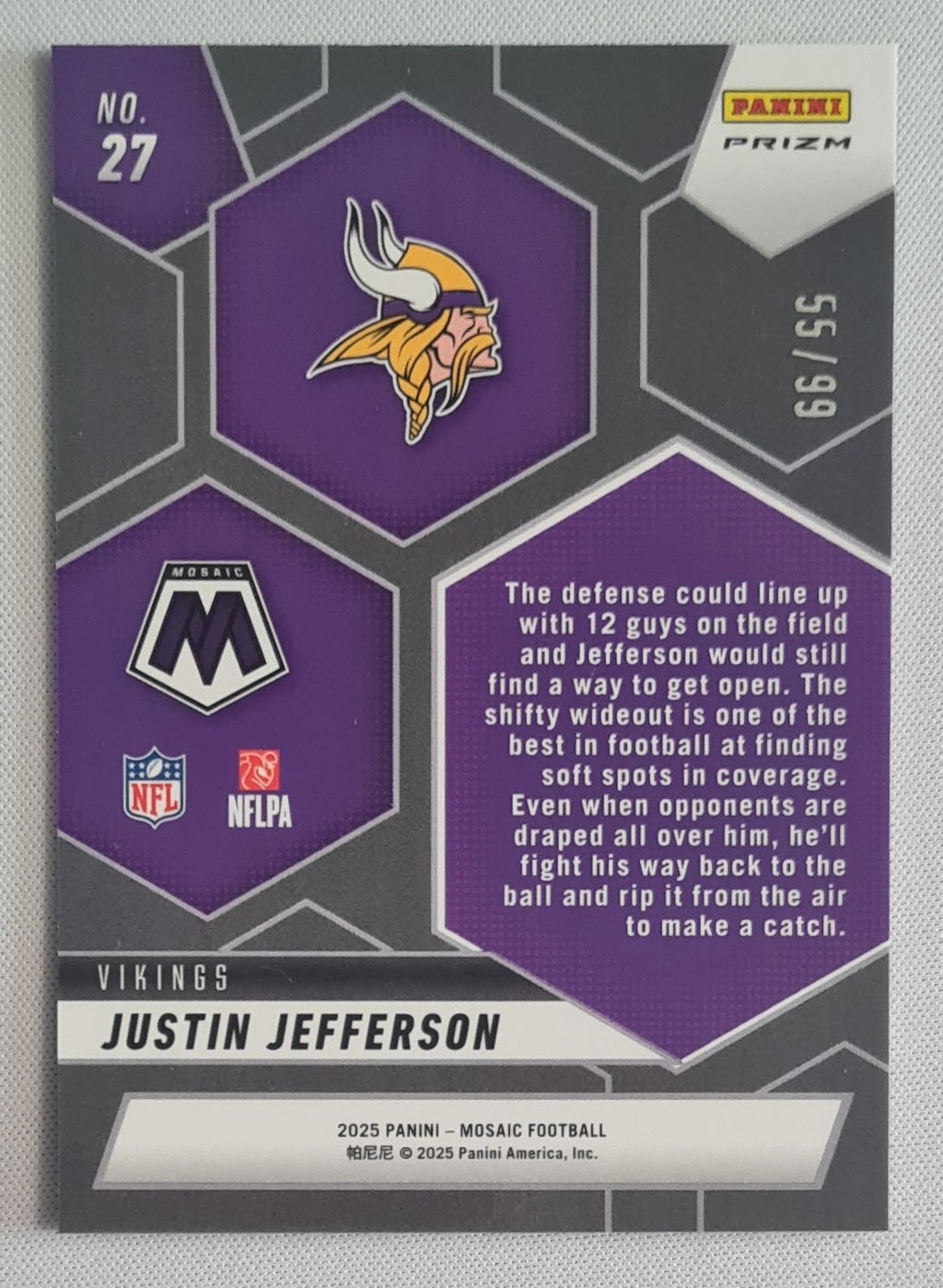 Justin Jefferson - 2025 Panini Mosaic Montage Blue /99 #27