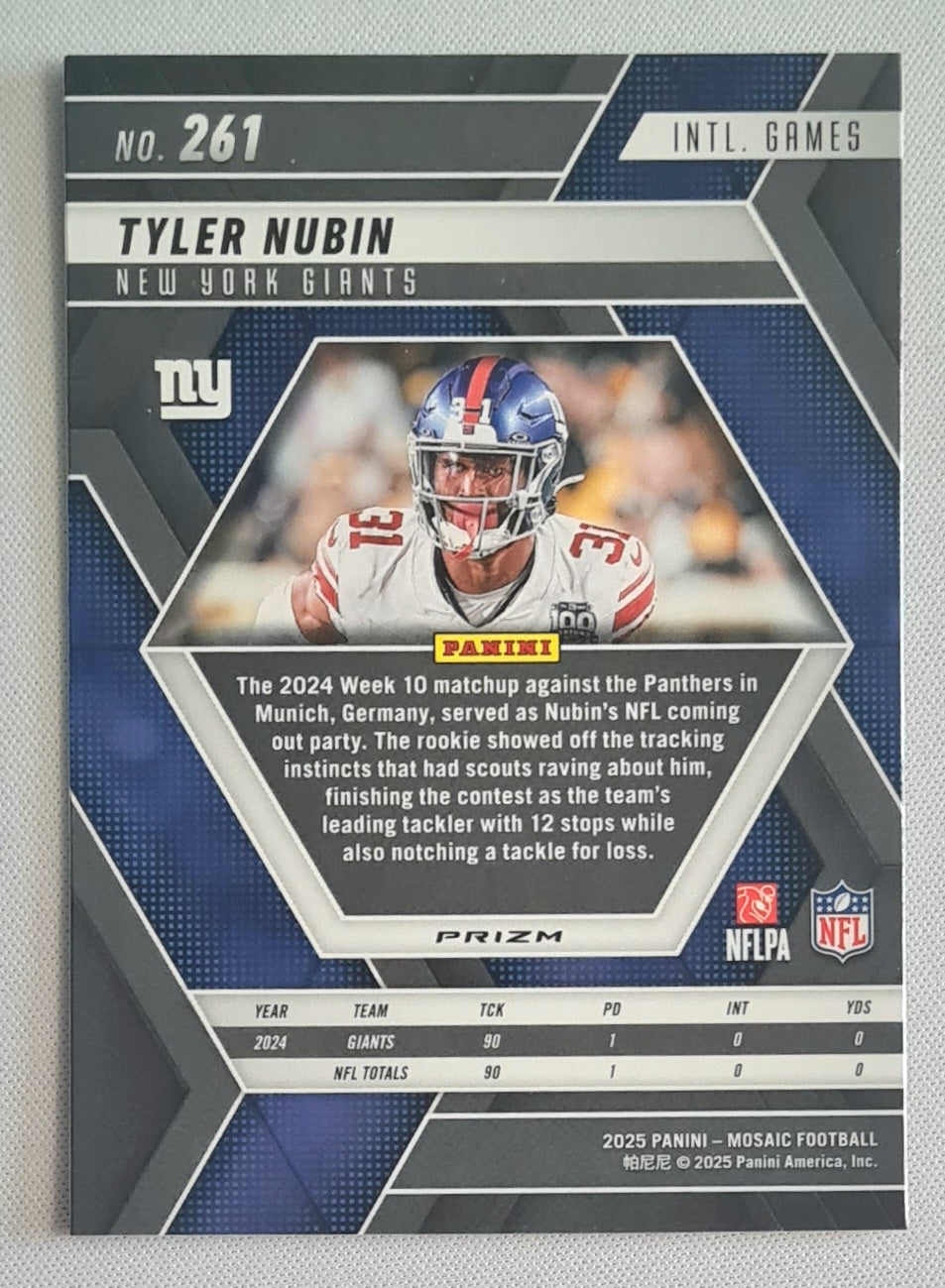 Tyler Nubin - 2025 Panini Mosaic Red German Games #261