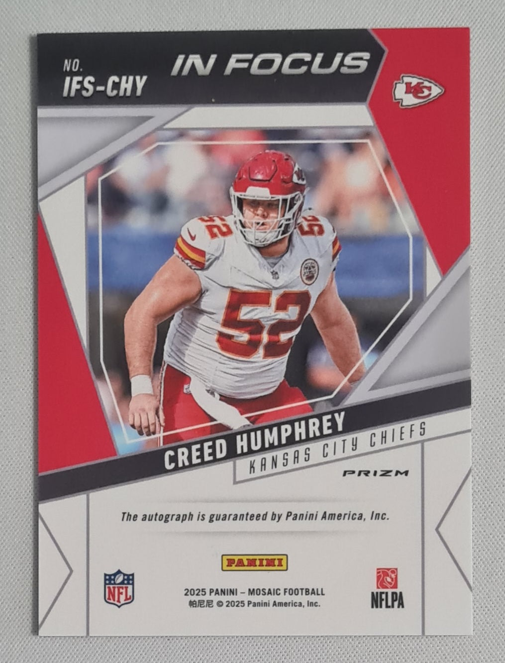 Creed Humphrey - 2025 Panini Mosaic NFL Football In Focus - Kansas City Chiefs #IFS-CHY /Auto
