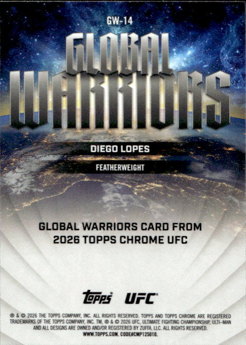 Diego Lopes - 2026 Topps Chrome UFC Global Warriors #GW-14
