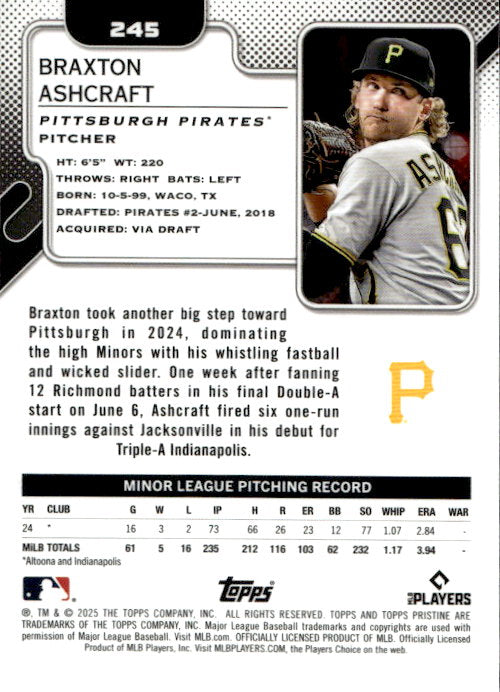 Braxton Ashcraft - 2025 Topps Pristine #245 Pittsburgh Pirates