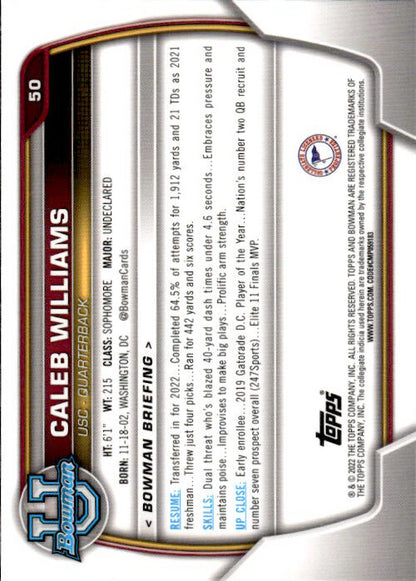 Caleb Williams - 2022 Bowman #50 USC
