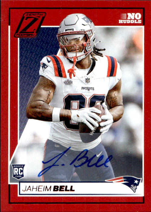 Jaheim Bell - 2024 Panini Zenith No Huddle Red Auto #138 New England Patriots