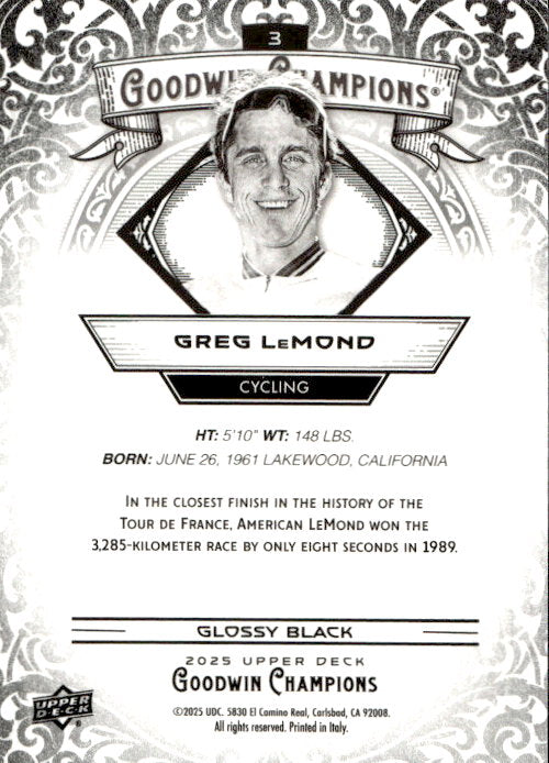 Greg LeMond - 2025 Upper Deck Goodwin Champions Glossy Black #3
