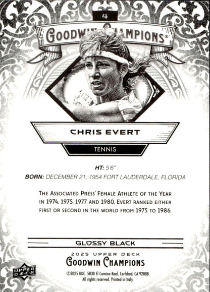 Chris Evert - 2025 Upper Deck Goodwin Champions Glossy Black #4