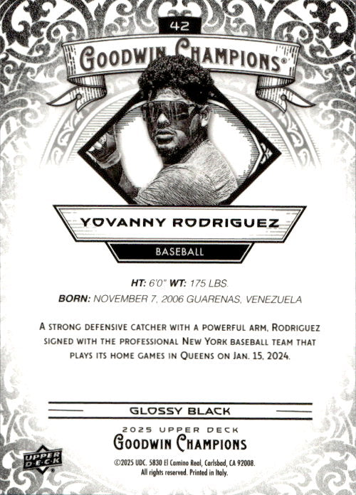 Yovanny Rodriguez - 2025 Upper Deck Goodwin Champions Glossy Black #42