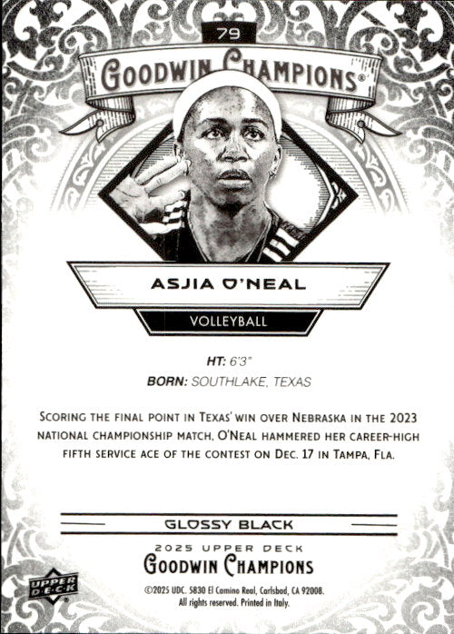 Asjia O'Neal - 2025 Upper Deck Goodwin Champions Glossy Black #79