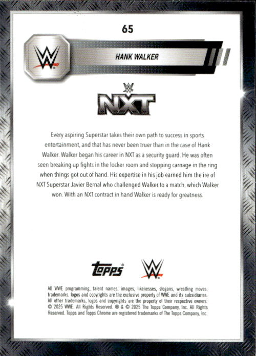 Hank Walker - 2025 Topps Chrome WWE Silver #65