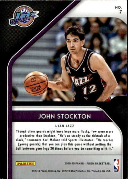 John Stockton - 2018/19 Panini Prizm Basketball Hall Monitors #7 Utah Jazz