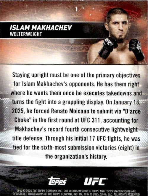 Islam Makhachev - 2025 Topps Stadium Club UFC Red Foil #1