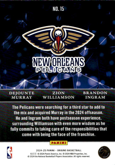 Murray & Zion & Ingram - 2024/25 Panini Origins Nucleus #15 New Orleans Pelicans