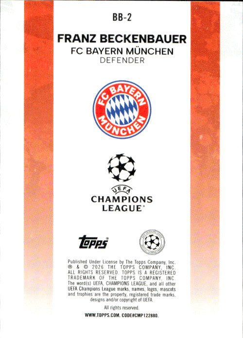 Franz Beckenbauer - 2026 Topps UCL #BB-2 Franz Beckenbauer
