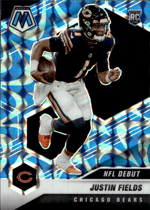 Justin Fields - 2021 Panini Mosaic Blue Reactive Prizm #242 Chicago Bears
