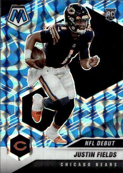 Justin Fields - 2021 Panini Mosaic Blue Reactive Prizm #242 Chicago Bears