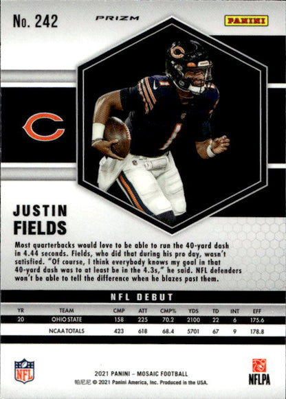 Justin Fields - 2021 Panini Mosaic Blue Reactive Prizm #242 Chicago Bears