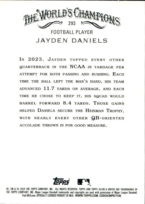 Jayden Daniels - 2024 Topps Allen & Ginter #293
