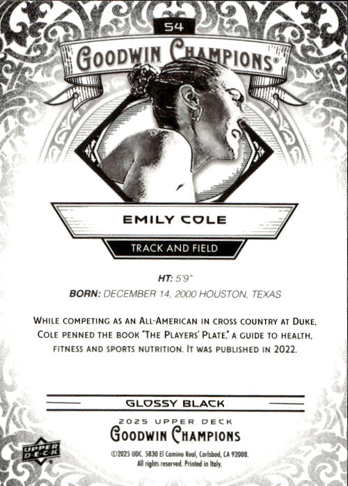 Emily Cole - 2025 Upper Deck Goodwin Champions Glossy Black #54