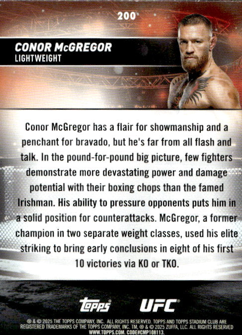 Conor McGregor - 2025 Topps Stadium Club UFC Red #200
