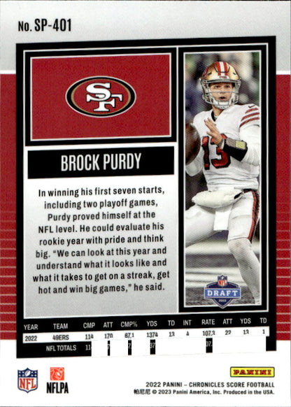 Brock Purdy - 2022 Panini Chronicles Score #SP-401 San Francisco 49ers