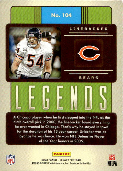 Brian Urlacher - 2023 Panini Legacy Legends #104 Chicago Bears