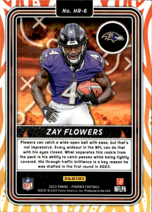 Zay Flowers - 2023 Panini Phoenix Hot Routes #HR-6 Baltimore Ravens