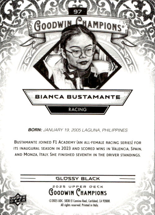 Bianca Bustamante - 2025 Upper Deck Goodwin Champions Glossy Black #97