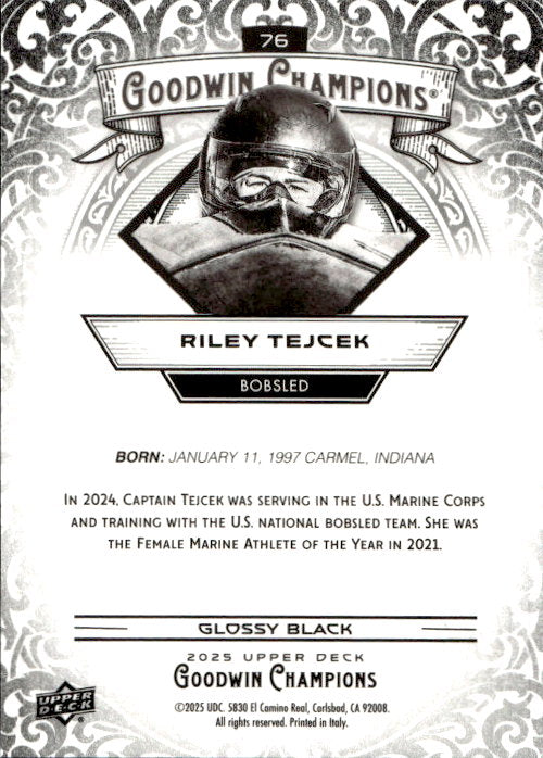Riley Tejeck - 2025 Upper Deck Goodwin Champions Glossy Black #76
