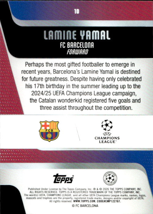 Lamine Yamal - 2025/26 Topps UCL #10 FC Barcelona