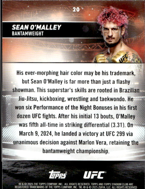 Sean O’Malley - 2025 Topps Stadium Club UFC Red Foil #20