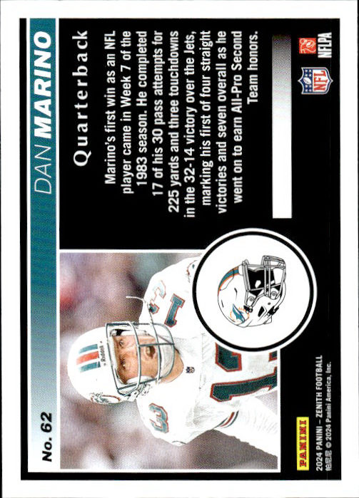 Dan Marino - 2024 Panini Zenith #62 Miami Dolphins