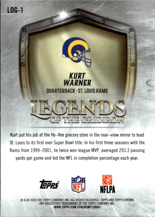 Kurt Warner - 2025 Topps Chrome NFL Legends of the Gridiron #LOG-1 Los Angeles Rams