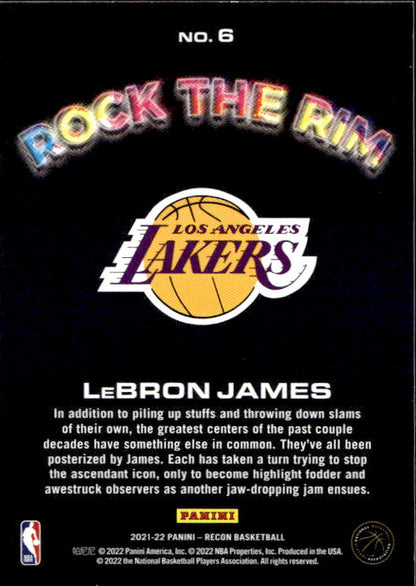 LeBron James - 2021/22 Panini Recon Basketball Rock The Rim #6 Los Angeles Lakers
