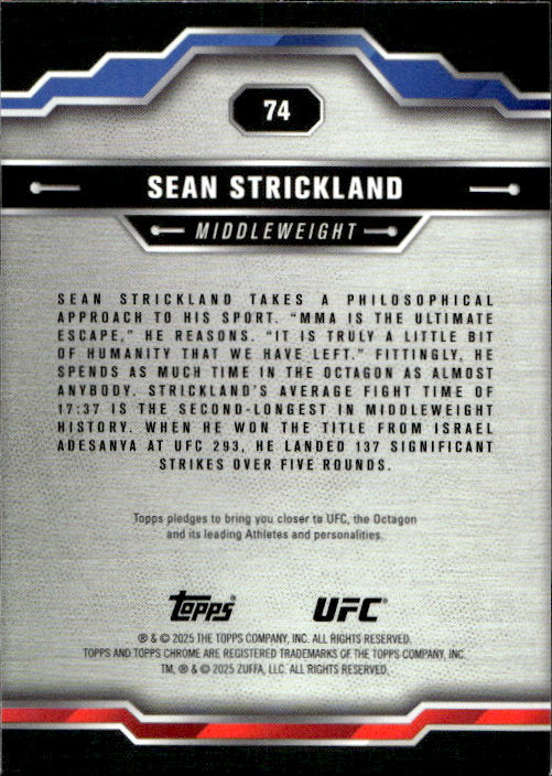 Sean Strickland - 2025 Topps Chrome UFC X Fractor #74