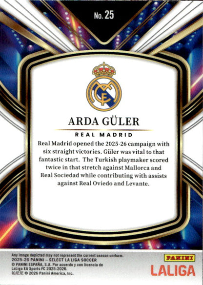 Arda Guler - 2025/26 Panini Select La Liga Future #25 Real Madrid CF