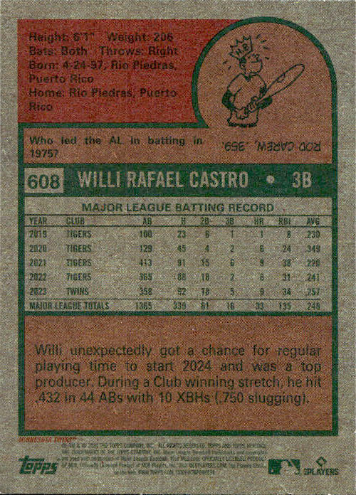 Willi Castro - 2024 Topps Heritage #608 Minnesota Twins