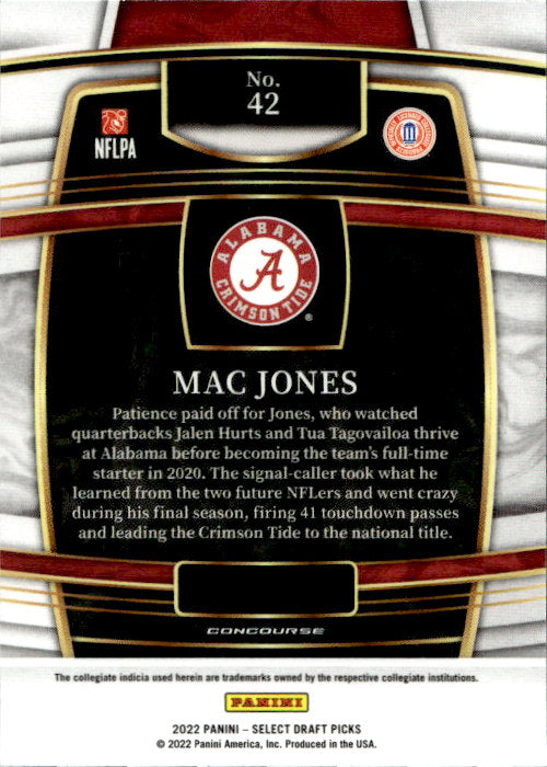 Mac Jones - 2022 Panini Select Concourse #42 Alabama Crimson Tide