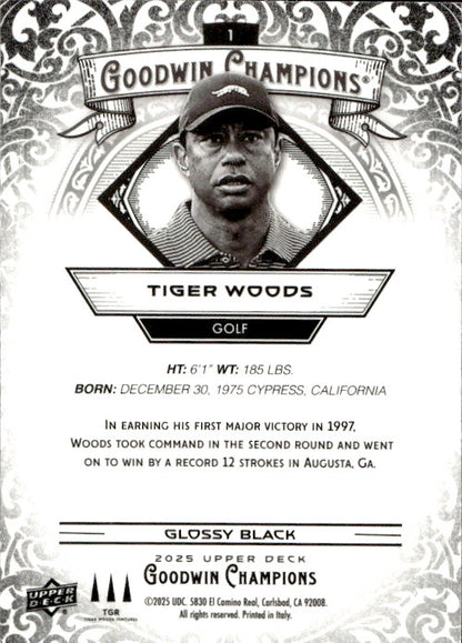 Tiger Woods - 2025 Upper Deck Goodwin Champions Glossy Black #1